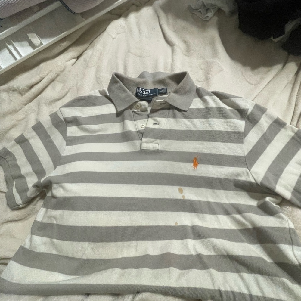 Polo by Ralph Lauren Gray and White Striped Shirt